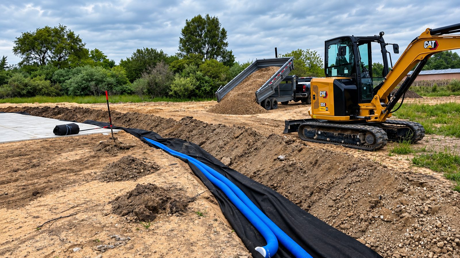 Drainage pipe and trenching